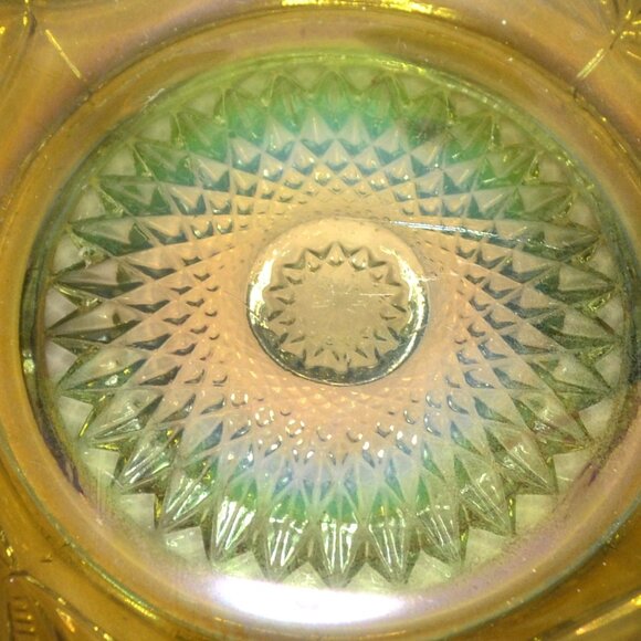 Vintage Imperial Glass Pressed Glass Carnival Diamond Ring Pattern Marigold - Picture 5 of 8